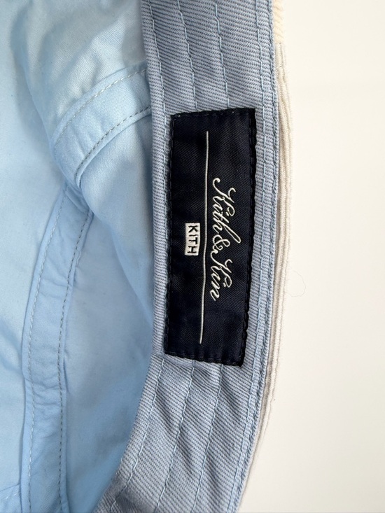 Kith Panelled Corduroy Camper Hat Blue Cream 100% Cotton - Picture 6 of 8